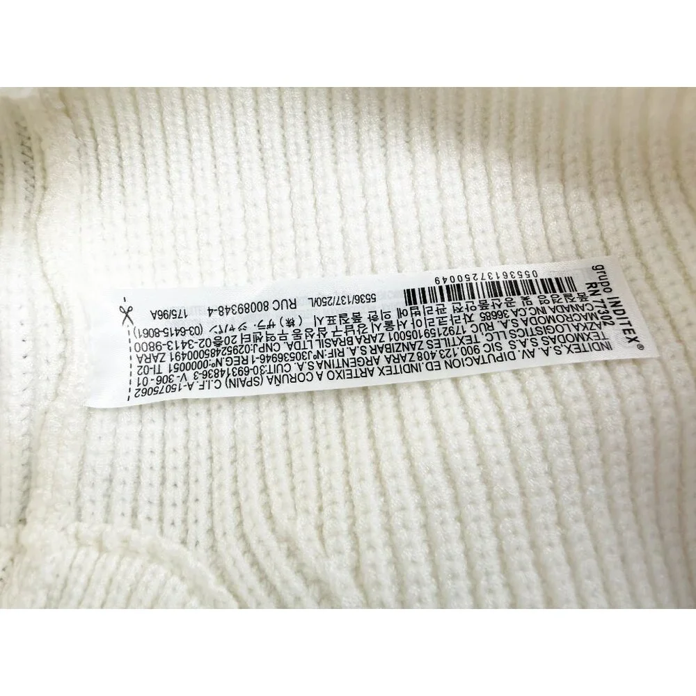 zara 5536/137/250 White Ribbed Knit Oversized Sweater L NEW - Picture 10 of 12
